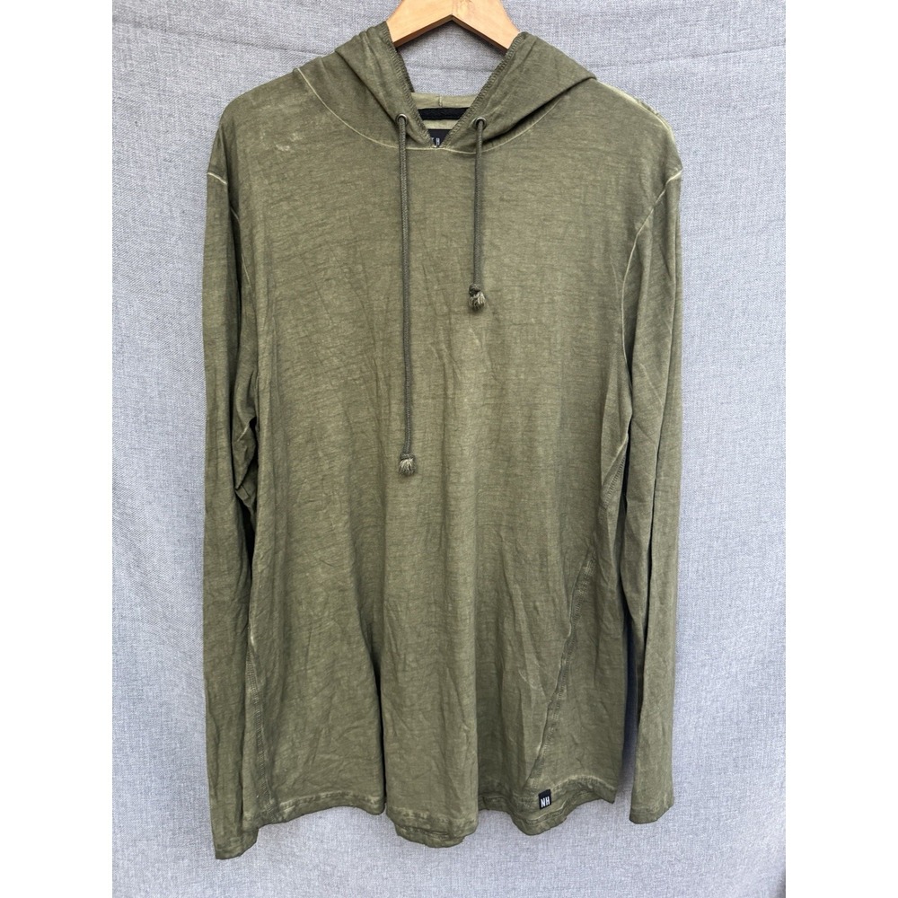 Ninth Hall Hoodie Pullover‎ Large Green Distressed Long Sleeve Lightweight Shirt